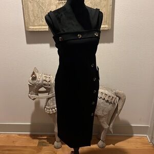 Stella Luce little black dress square neck bodycon Sz L new